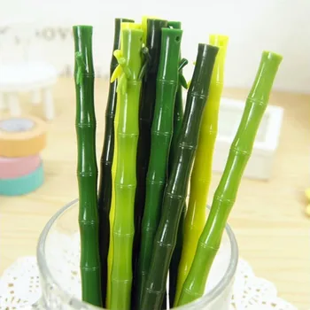 

Fresh Plant Bamboo Silica Gel Pen DIY Office Stationery And School Supplies Smooth Writing Black Ink Pen 0.5mm 1PCS