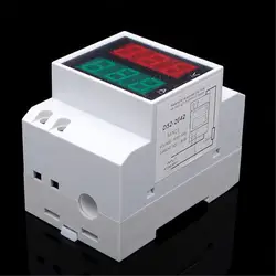 AC 80-300 V Din Rail AC светодиодный двойной дисплей Вольтметр Амперметр Напряжение Амперметр Красный Синий отображение активной мощности фактор