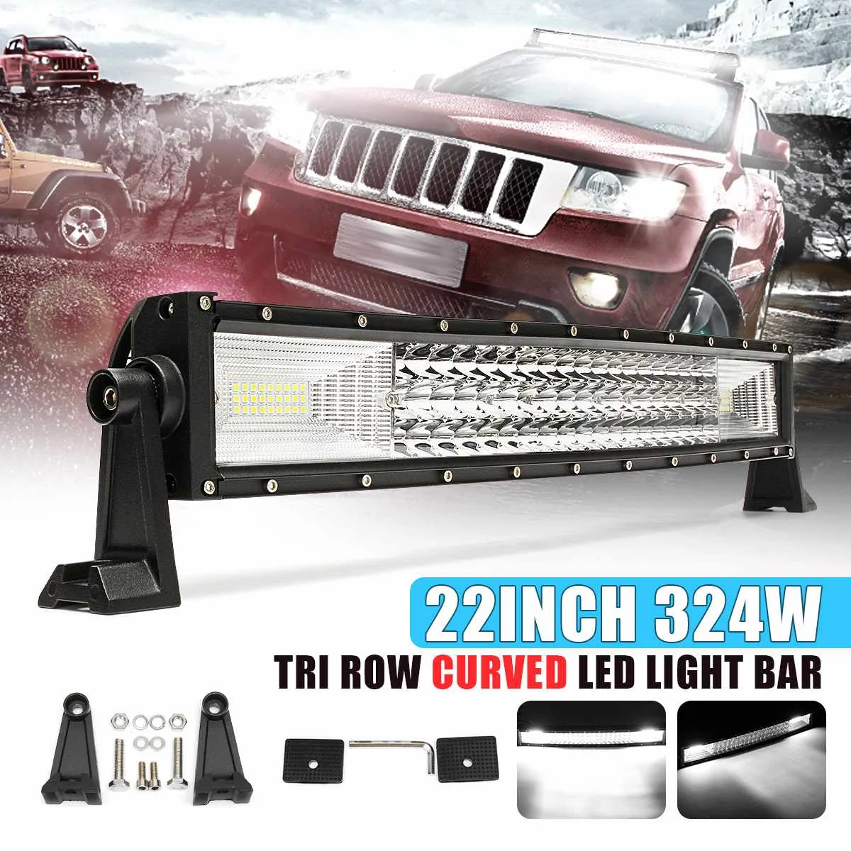 

234W LED Work Light Bar 22 inch Flood Combo Driving Lamps Waterproof 108LED Work Light 6000K For SUV ATV Offroad Vehicle