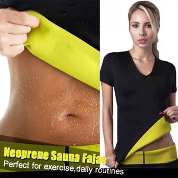 

Hirigin Women Hot V Neck Fat Burning Bodyshaper Slimming Waist Shaping Fitness T Shirt Tops