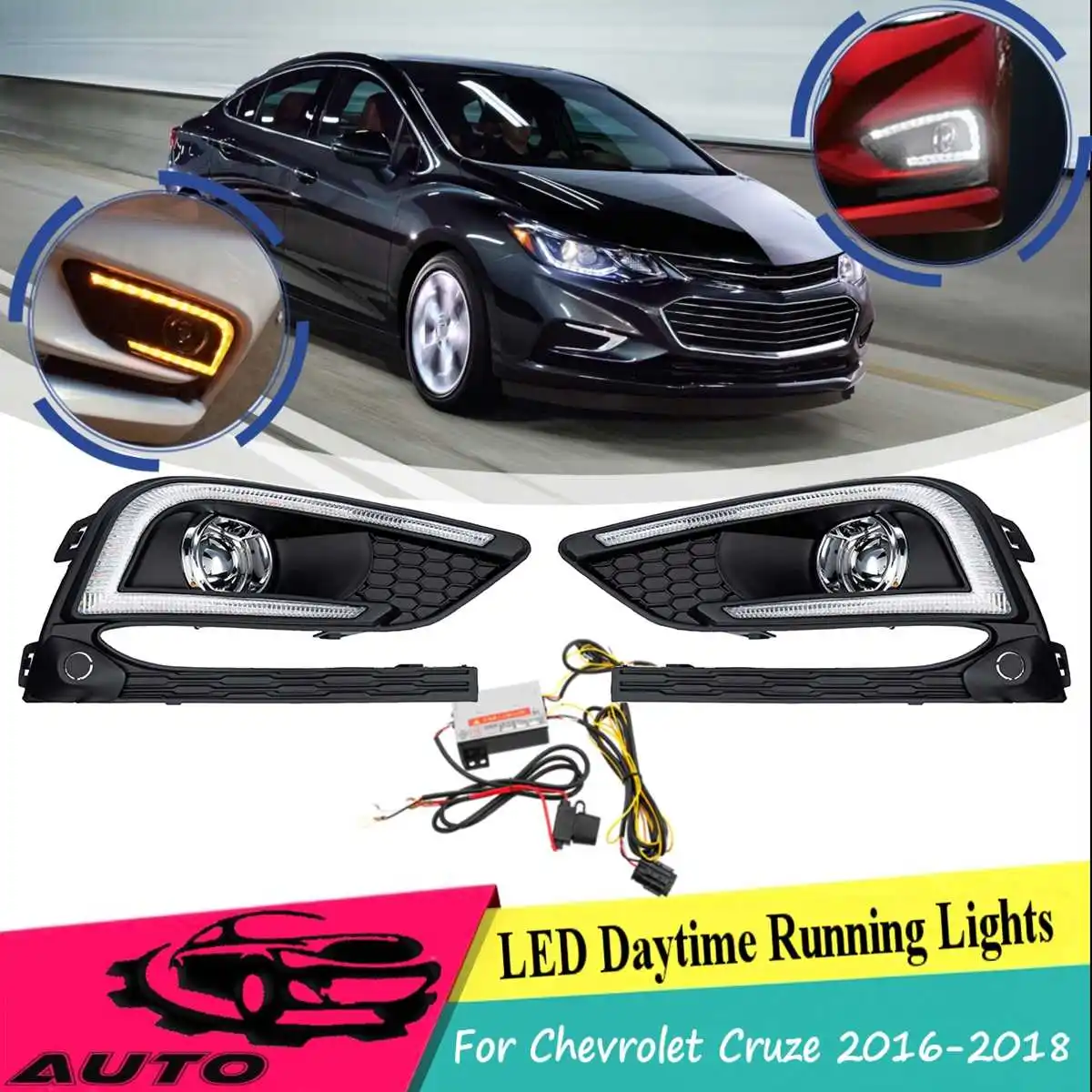 1 Pair For Chevrolet for Cruze 2016 2018 Drl 12V Car Led Daytime