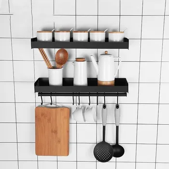 

Houmaid Black Space Aluminum Kitchen flavour Jars Bottles Storage Rack Household Seasoning Jar Storage Shelf