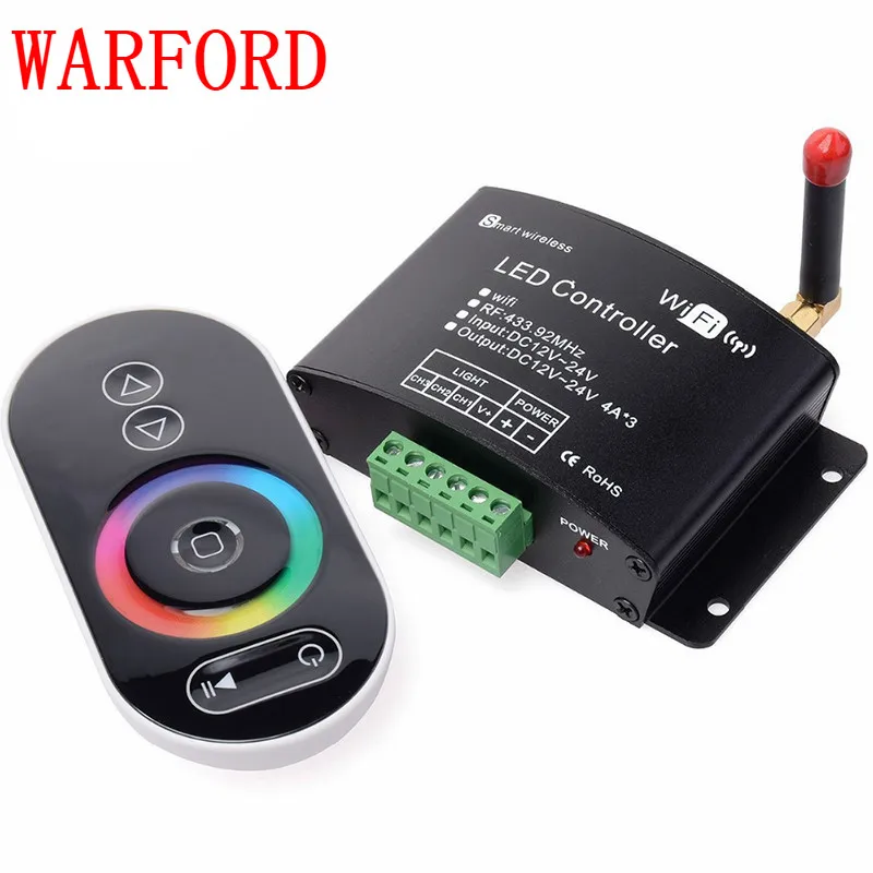 

DC12v-24V 2.4G wifi Led Controller with RF touch panel remote led dimmer/color temperature/RGB controller