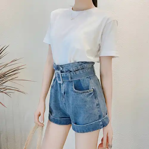 bermuda jeans feminina com cinto