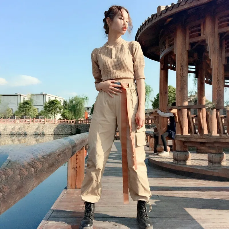 TWOTWINSTYLE Повседневный Однотонный женский костюм с бретелькой через шею коротким