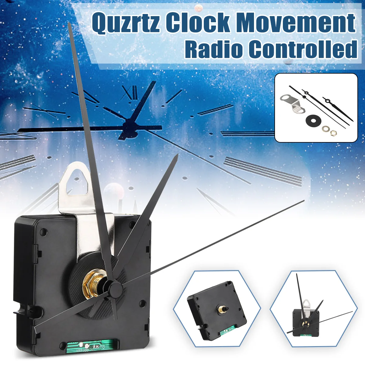 

German Version Just for European Quartz Clock Movement Radio Controlled with Hour Minute Second Hand Replace Repair Parts Kit DI
