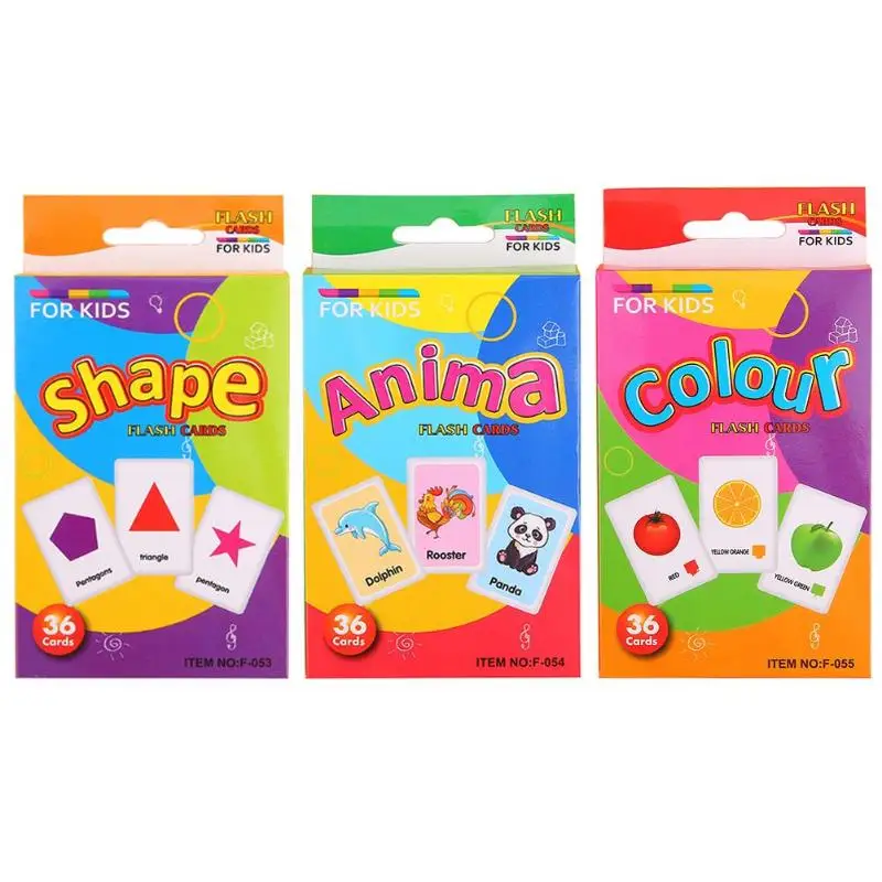 

Children Baby Color Animal Shape Learning Card Pocket Flash Learning Montessori Educational Toys Word Table Game Card for kids