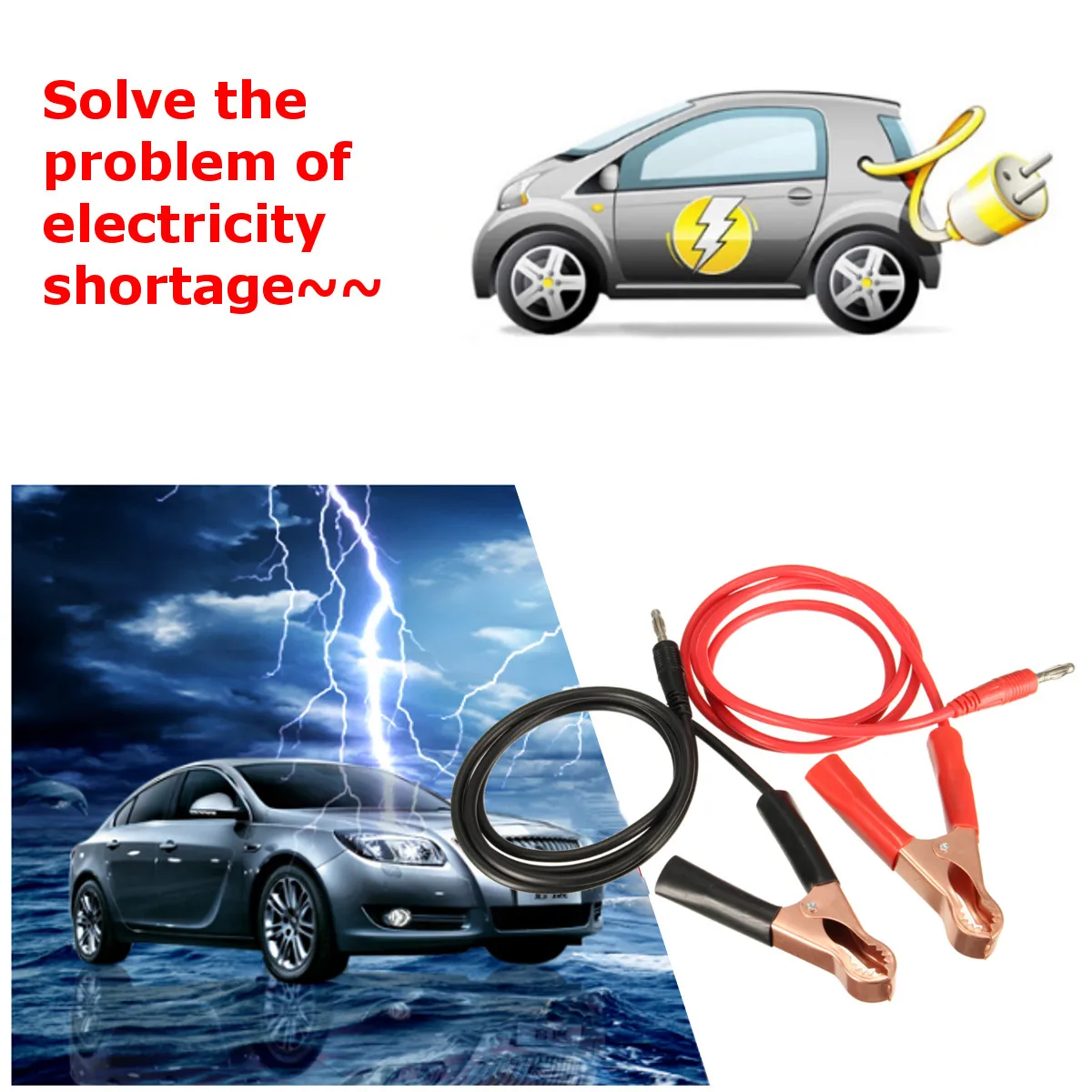 2 piezas 1 m 15A alimentación cocodrilo coche Clip de batería pinza de prueba Banana enchufe conectores a batería de 80mm salto a Cable