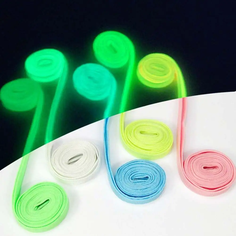 luminous shoelace glow in the dark color fluorescent shoelace Athletic Sport flat shoe laces