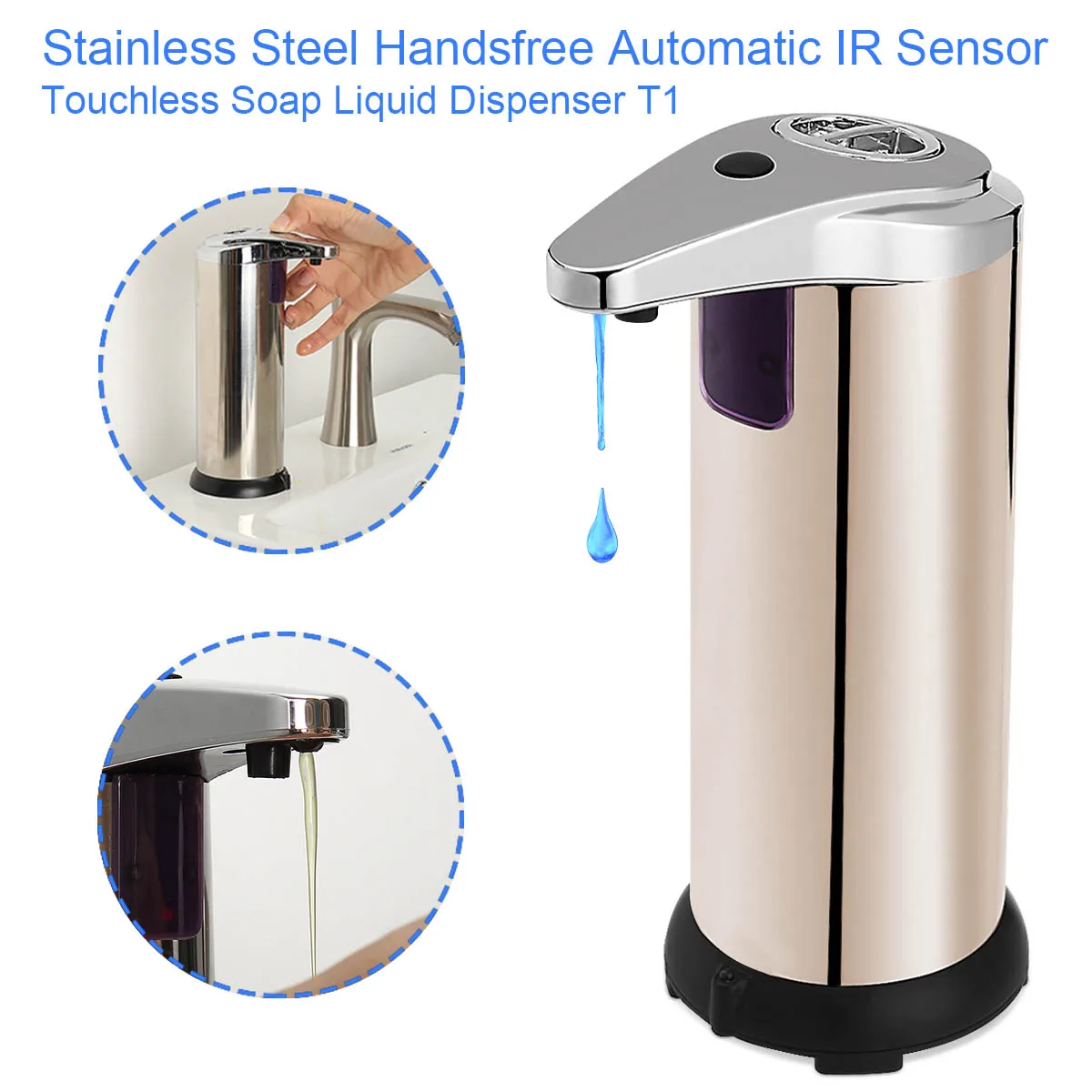 

Xueqin Stainless Steel Sensor Soap Dispenser 280ml Automatic Liquid Soap Dispenser Pump Shower Kitchen Soap Bottle For Bathroom