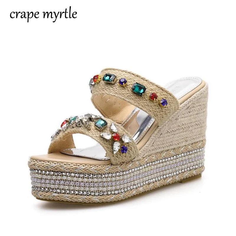 

Summer Wedge Slippers Platform High Heels Women Slipper Ladies Outside Shoes Basic Clog Wedge Slipper Flip Flop Sandals YMA752