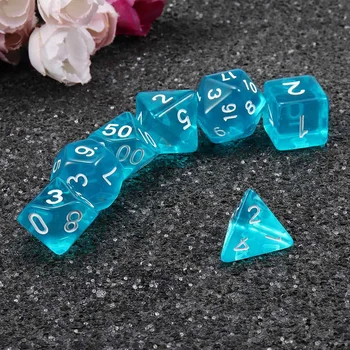 

7Pcs Bar Party Games Dices Translucent Polyhedral Dices Set For Funny RPG Dungeons and Dragons With Punch Bag Outdoor Tools