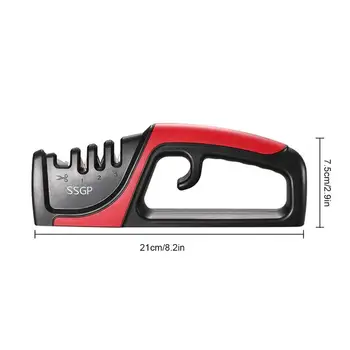 

Professional Cutter Sharpener Diamond Coated Sharpening With Ceramic Rod Multi-Purpose Kitchen Non-Slip Base Sharpening Blade