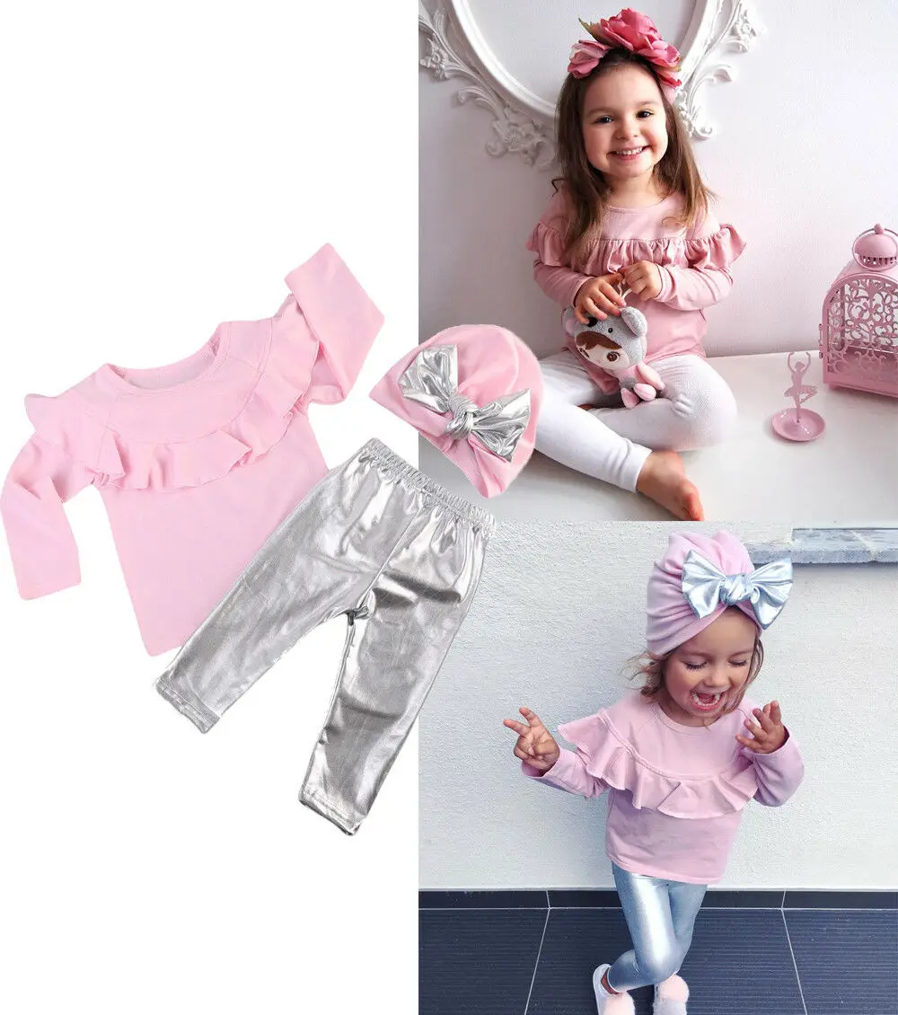 

Pudcoco Girl Suit 6M-5Y Newborn Kid Baby Girls Long Sleeve Tops+Pants+Hat Outfits Set Clothes