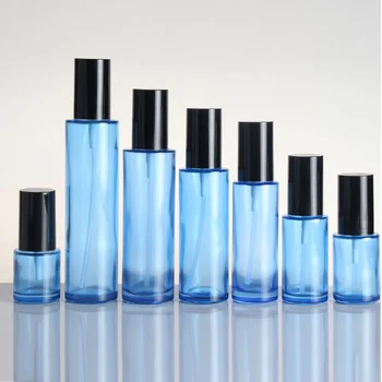 

wholesale empty blue cosmetic spray bottle with pump 60ml, 2 ounce lotion pump bottle refillable bottles