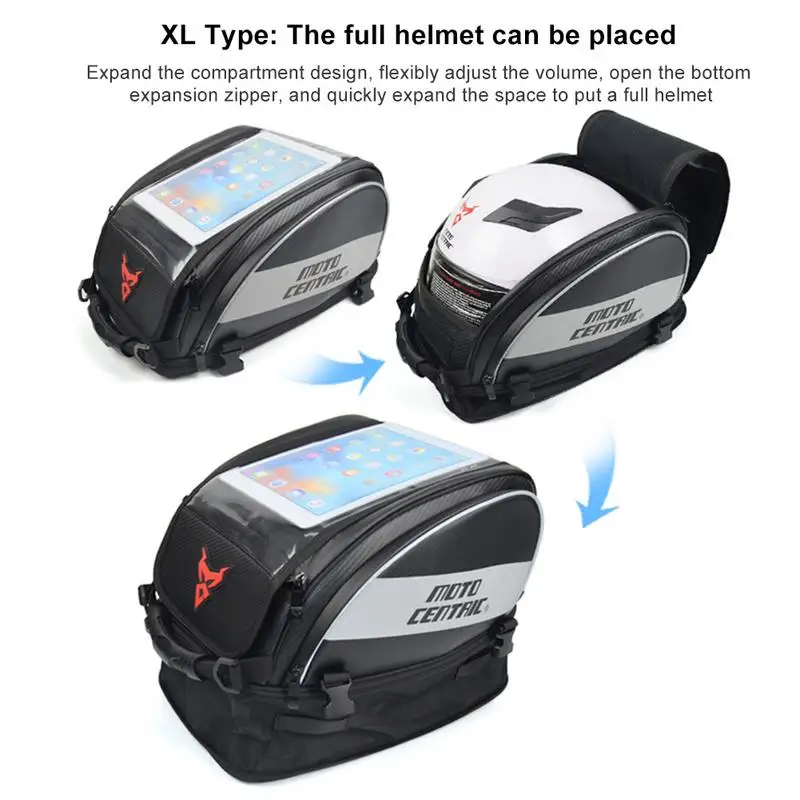 

Latest Motorcycle Touch Screen Tank Bag High Capacity Helmet Storage Bag Motocross Rider Backpack Rear Seat Bag Portable Handbag