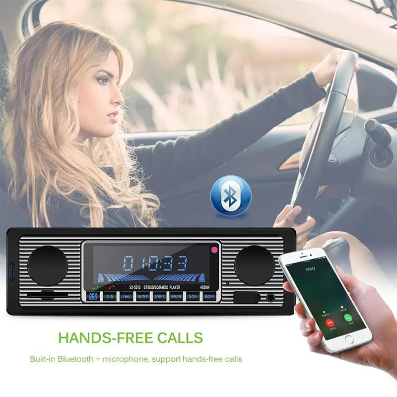 DC12V Bluetooth Auto Car Radio 1DIN Stereo Audio FM Radio Receiver Support Aux Input SD USB Remote Control MP3 Player