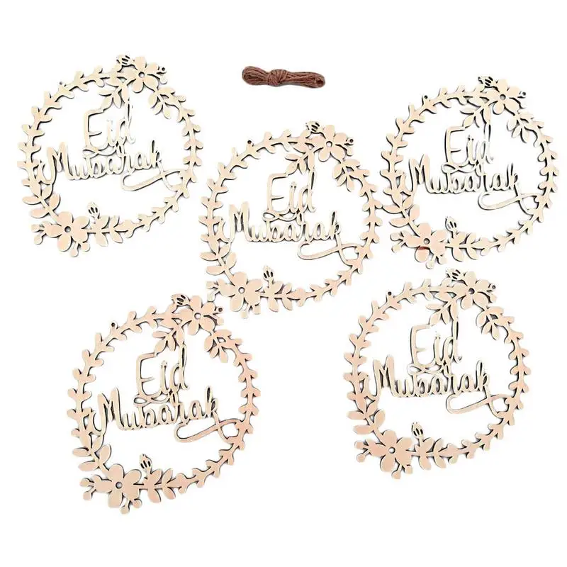 

Wooden Mubarak Wreath Unfinished Wood Decor For Ramadan Activities Eid Decor Ramadan Art for Kids Iftar Decoration Gifts #AW