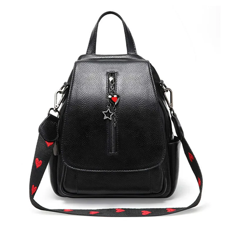

2019 New Genuine Leather Girl Travel Backpack High Quality Ladies Black Backpacks Bag For School Bags Women Bagpack Back Pack