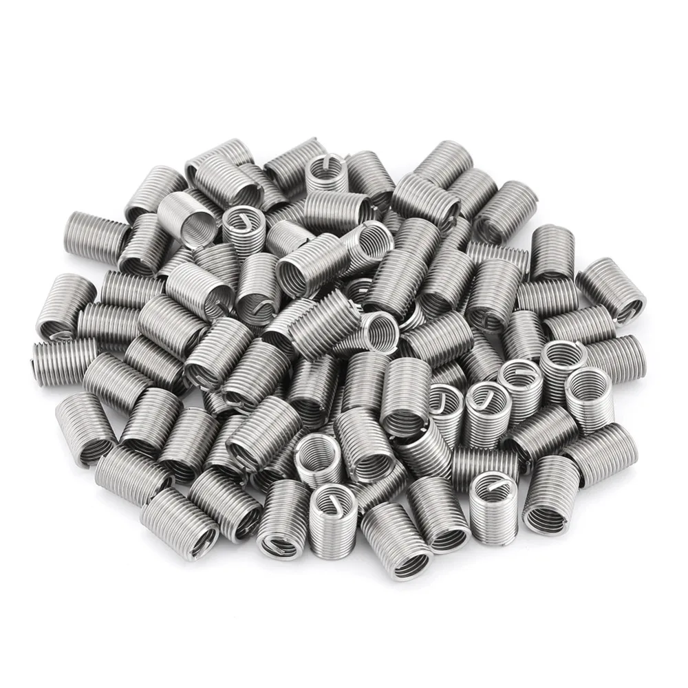 

100Pcs 304 Stainless Steel Wire Thread Inserts Screw Sleeve Thread Repair Kit M10*1.5 2.5D Assortment Kit helicoil thread repair