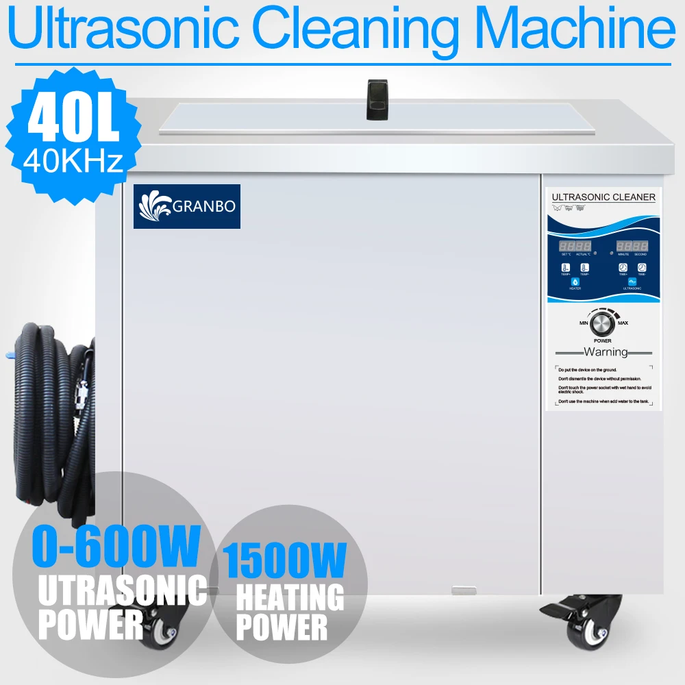 

Industrial 40L Ultrasonic Cleaner Bath 0-600W Adjustment 40KHZ 0-99MINS