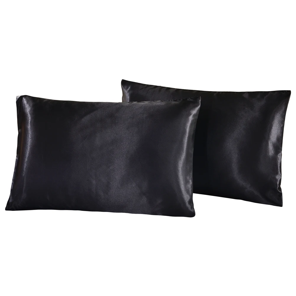 

1PC Pillow Case Satin Solid Color Silk Pillowcase Pillow shams Twin Queen 5