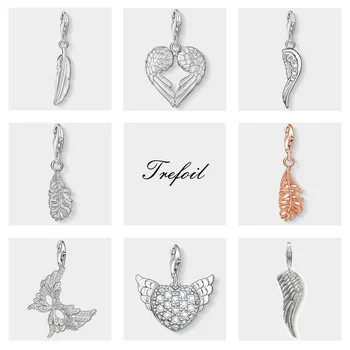 

Wings Heart Feather Charm Pendant,Fashion Jewelry 925 Sterling Silver Classic Gift For Women Men Boy Girls Fit Bracelet Necklace