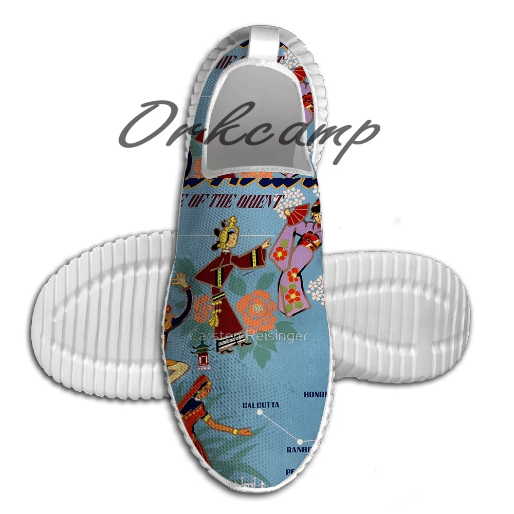 

Thai Vintage Air Travel Poster Restored Running Shoes Walking Shoes Summer Comfortable Light Weight Jogging Yoga Shoes