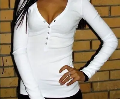 Sexy Womens Lady Clothing Blouse Shirts Long Sleeve Bandage Button V Neck Slim Brief Tee Ladies Top Blouse New Spring Summer