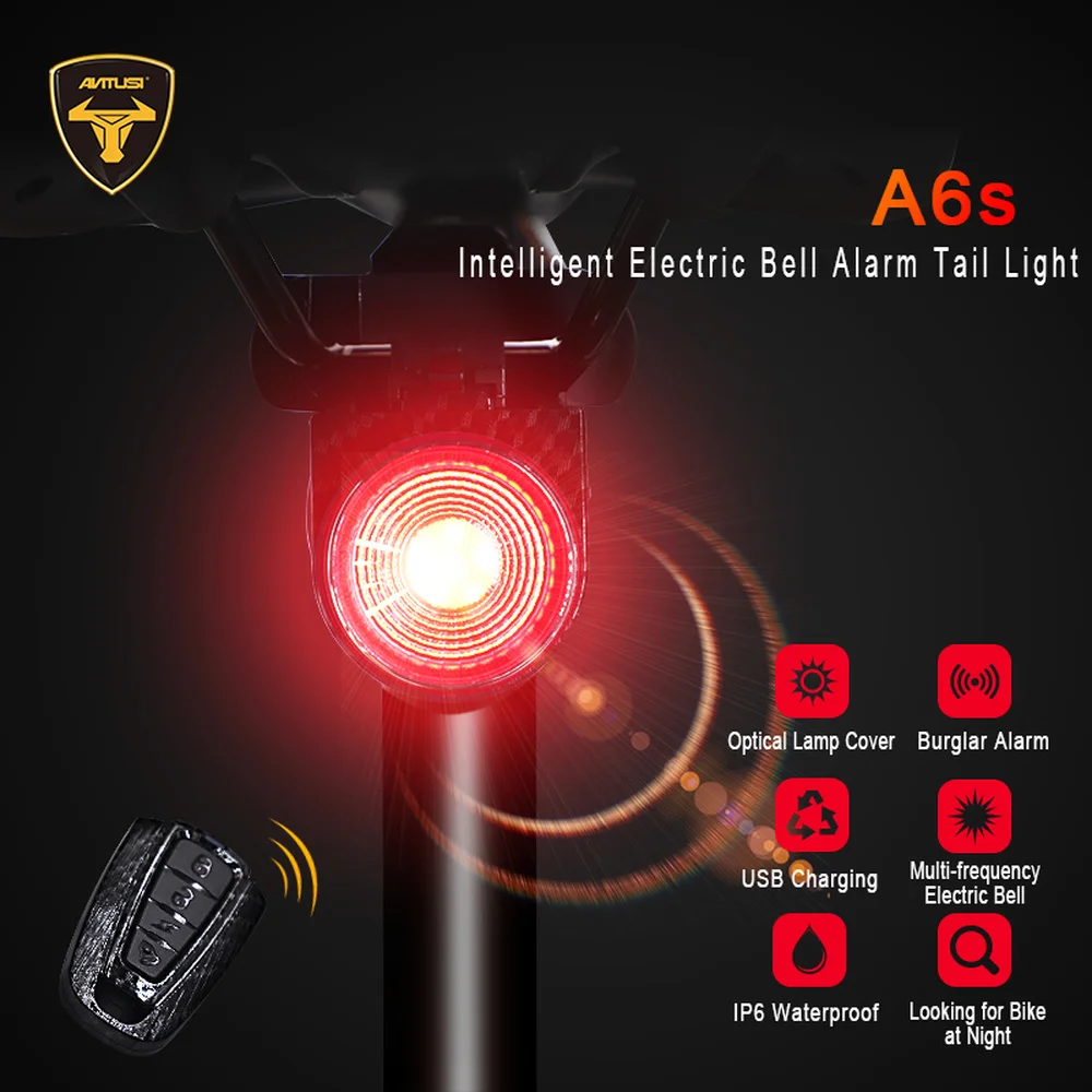 

ANTUSI Remote Control Bike Tail Light USB Rechargeable Smart LED Waterproof Bicycle Light Rear Cycling Safety Warning Lumen Lamp