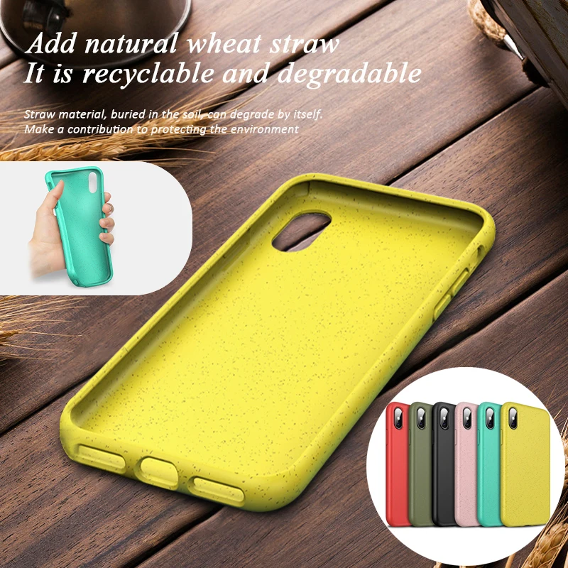 

Shockproof Soft TPU Wheat Straw Matte Back Cover for iPhone X XR XS MAX 7 8 Straw environmental phone case For iphone XR XS Max