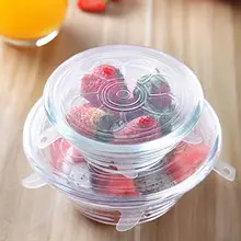 6 шт Еда обертывания многоразовый силикон сохранение продуктов в свежем состоянии герметичные крышки силиконовая герметичная вакуумная растягивающиеся крышки пленка для упаковки Организации