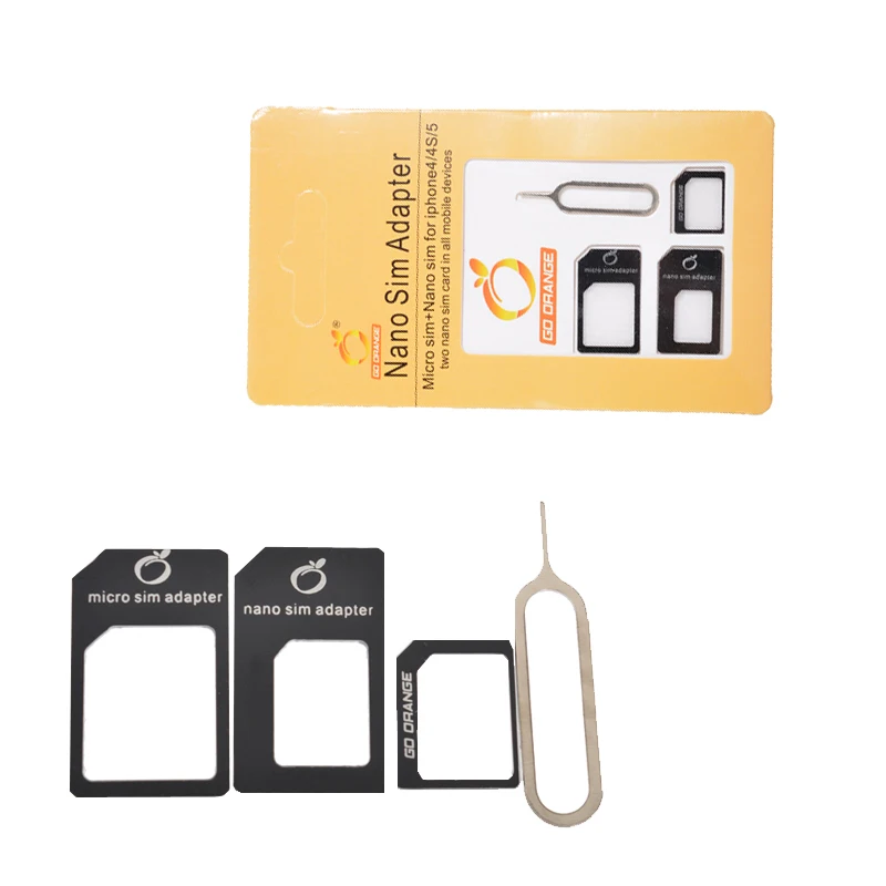 

2019 Wholesale Retail Version Best Quality With Pin Convert Na no SIM Card to Micro Standard Adapter For iPhone and for Samsung