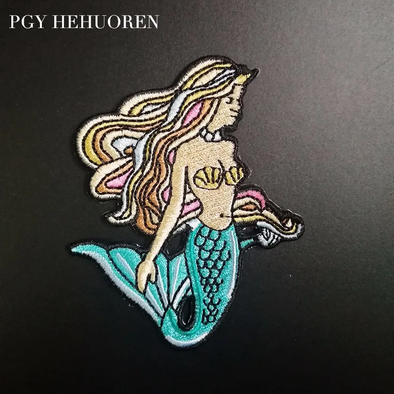 

PGY high-quality Mermaid For Clothe Embroidered Patch DIY Decorative Jacket Free Shipping Small Size Creative New Animal Cloth