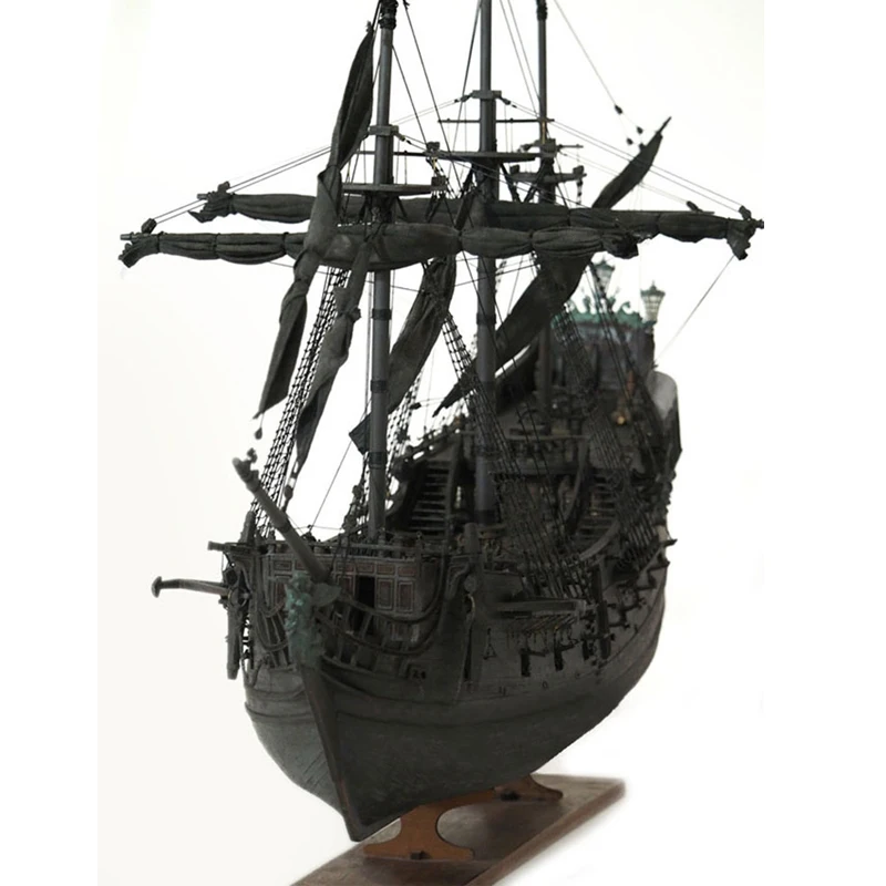 

DIY Handmade Assembly Black Pearl Pirate Ship With LED Light 1:41 Scale Wooden Sailing Boat Building Model Kit for Children