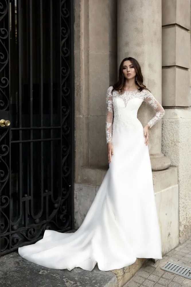 Vivian's Bridal 2018 иллюзия свадебное платье русалки элегантное кружевное с