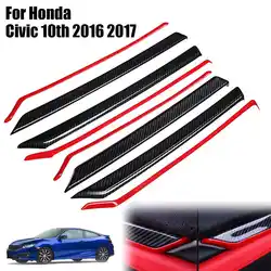 8 шт. Авто двери наклейки крышка для Honda Civic 10th 2016 2017 углерода волокно стиль автомобиля салонные аксессуары отделочные накладки комплект