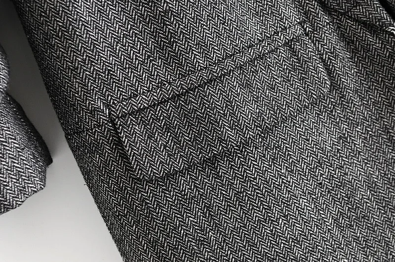 VOGUEIN женский серый повседневный гофрированный 3/4 рукав лацкан Блейзер костюм верхняя одежда пальто
