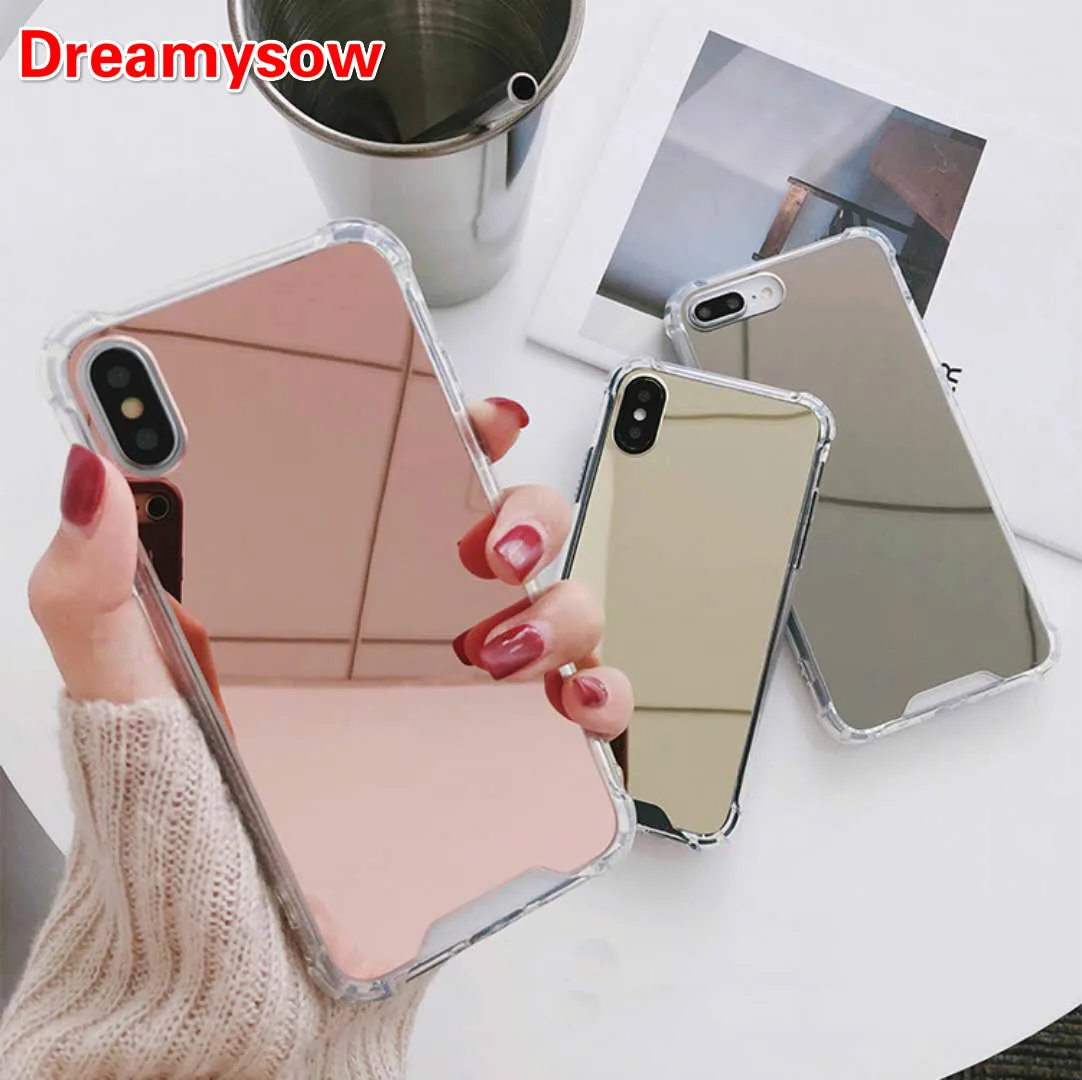 

Luxury Mirror Effective TPU Case For Samsung Galaxy Note9 Note8 S9 S8 Anti-knock Phone Cases For iPhone XS MAX XR 8 7 6 6S Plus