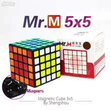 Shengshou Mr. M 5x5x5 Магнитный Куб 5x5 Mrm скоростной куб магический магнит позиционный Cubo Magico 5*5 Магниты куб черный игровой пазл
