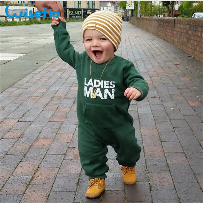 

Wisefin Newborn Baby Romper Long Sleeve Letter Print Baby Boy Body Onesie Autumn Winter Warm Jumpsuit Infant Outfit Boy Romper