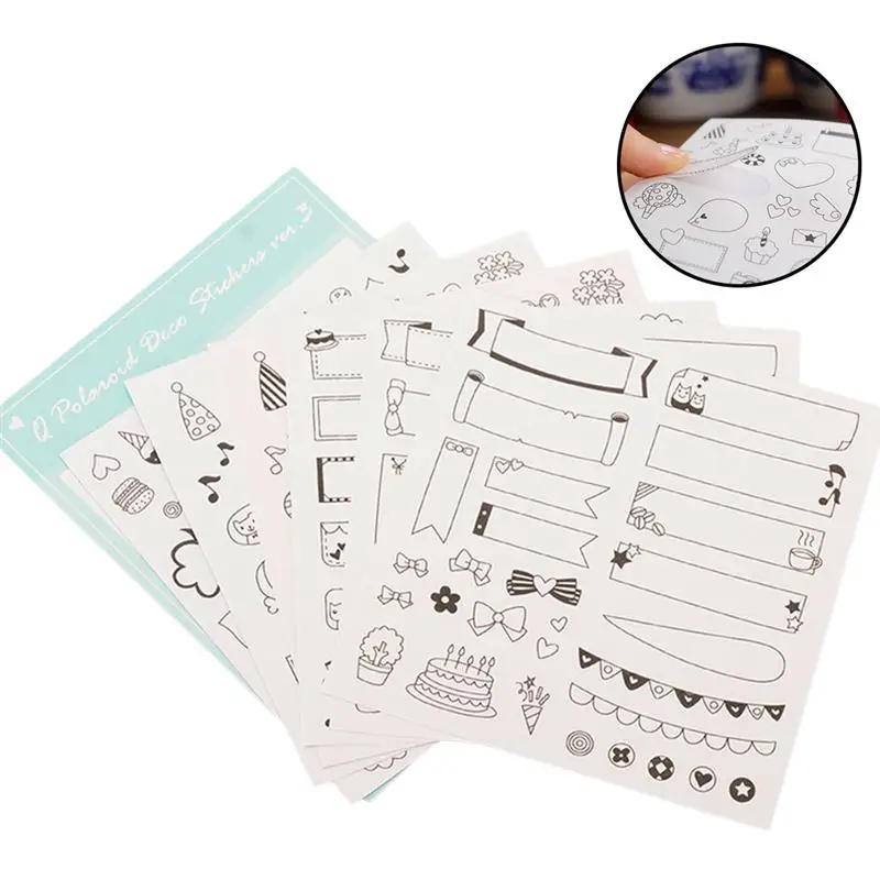 

6 Sheets Blank Album Accessories Message Notes DIY Decoration Diary Sticker Post It Scrapbooking Journal Stickers Label Stickers