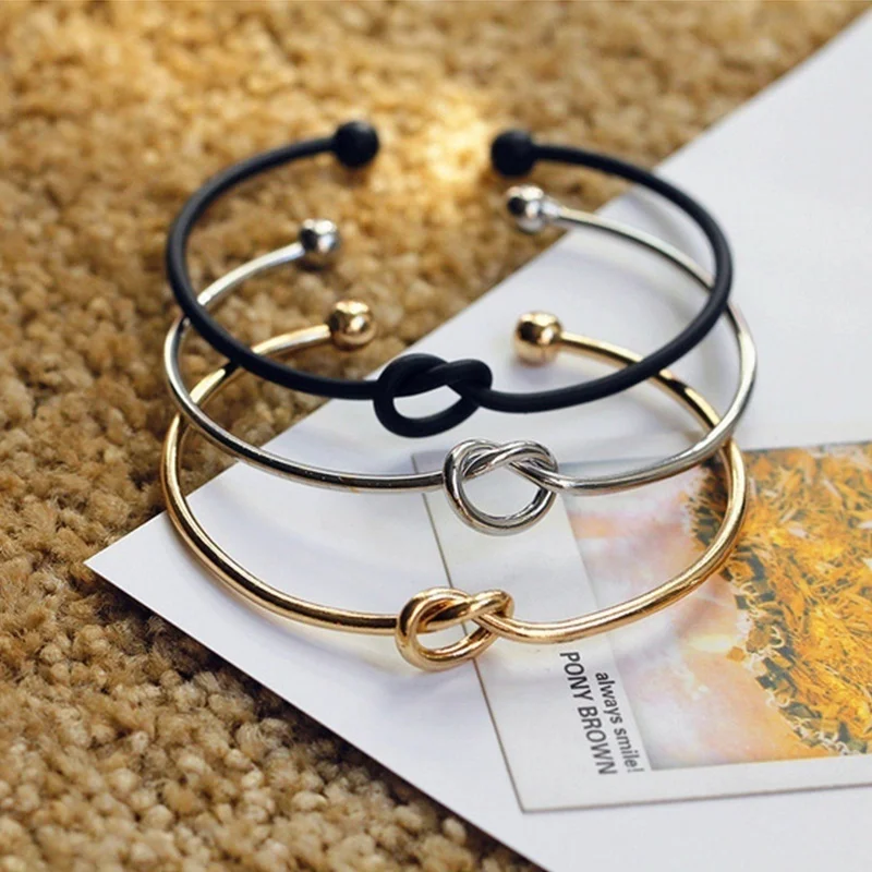 

Hot Vintage Cuff Bracelet Bangles for Women Brief silver plated Open Arrow Knotted Charms Bracelet Jewelry Valentines Gift