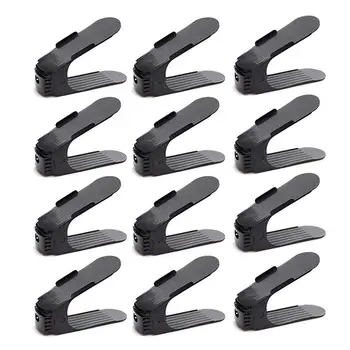 

LBER Adjustable Shoe Organizer-Shoe Slot Space Saver Rack Holder (12 Pcs-Black)