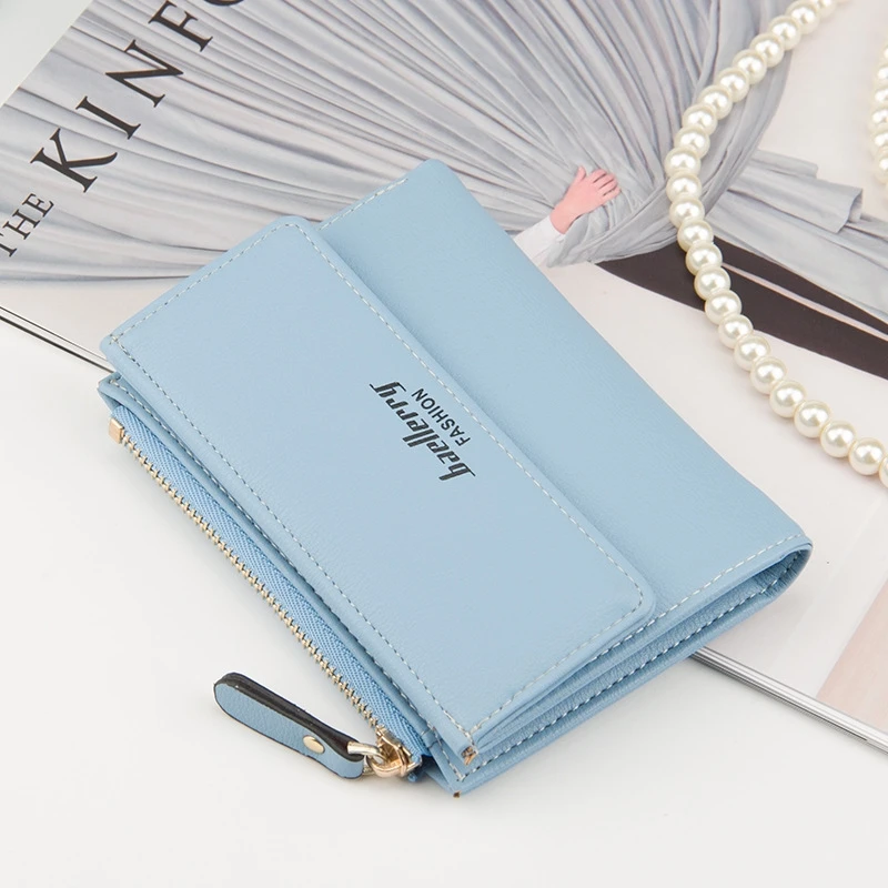

Women's Wallet Japan And South Korea Buckle Simple Multi-Card Two-Fold Wallet Multi-Function Card Package