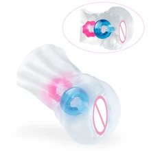 Sex Male With Cock Ring Masturbation Cup Silicone Vagina Real Pussy Aircraft Cup Penis Extender Masturbator For Men Erotic Toys