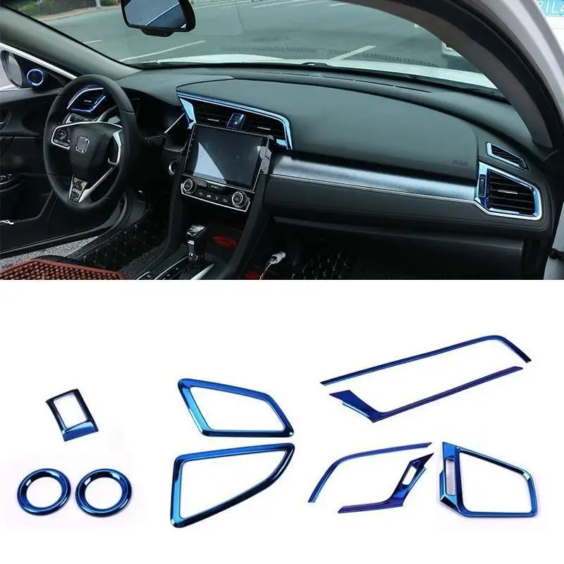 

Auto Control System Air Conditioner Interior Fashion Modification Car Styling Accessory Sticker Strip 16 17 FOR Honda Civic