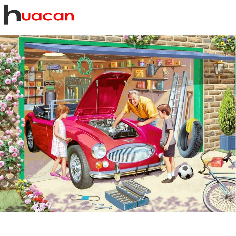 

Huacan Diamond Painting Portrait Cross Stitch Kits Diamond Embroidery Car Full Square Drill Diamond Mosaic Home Decoration Gift