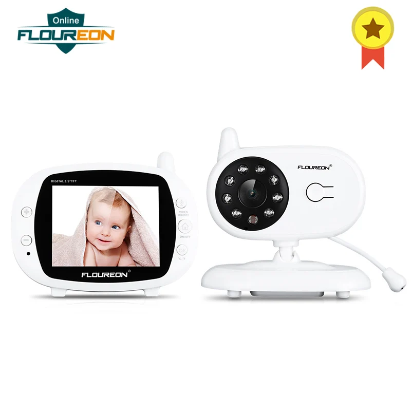 

FLOUREON 3.5'' Digital Wireless Baby Monitor LCD Video Nanny Security Camera Temperature Display 2 Way Talk Night Vision Radio