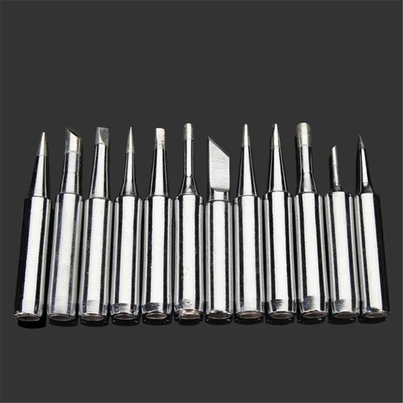 

Sliver 12Pcs/set 900M-T Soldering Iron Tip Set Welding Head Iron Tip Bit Oxygen Free Copper 4mm Diameter White Light
